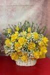 🌼 Giỏ Hoa Hồng Vàng Phối Hoa Bi